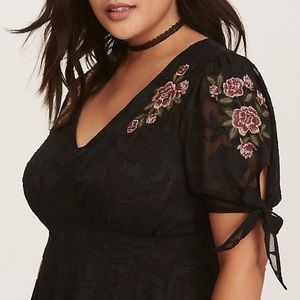 Torrid Embroidered Black Chiffon Dress 20